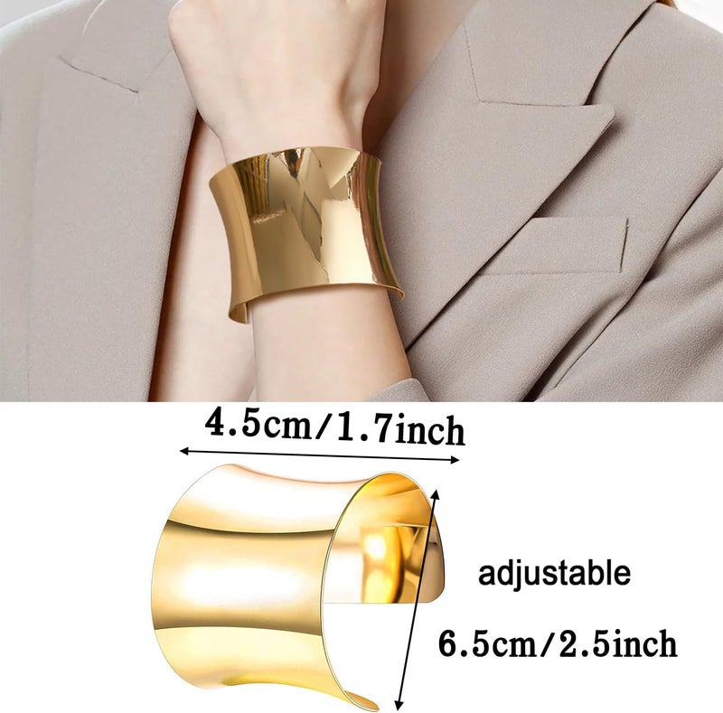 RIOSO 2 Pcs Cuff Bangle Bracelet for Women Open Wide Wire Bracelets Adjustable Wrist Cuff Wrap Bracelet - Image 5